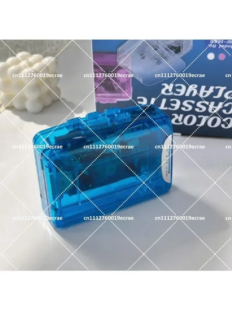 Retro Clear Transparent Portable Cassette Player Tape Player with Earphones Nostalgic MP3 Music Player for Vintage Lovers