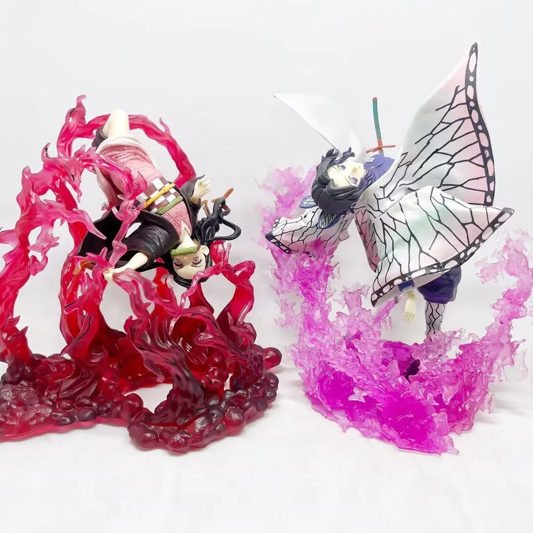 

Demon Slayer GK Figure Bloody Nezuko Flying Shinobu Kocho with Effect Scene Anime Statue Collectible Model Toy Desktop Decoratio