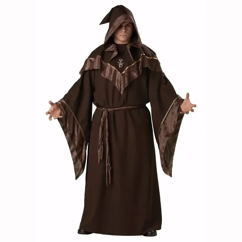 

Halloween Party Shaman Religious Costume European Pastor Men God Father Missionary Gothic Wizard Cosplay Priest Uniform