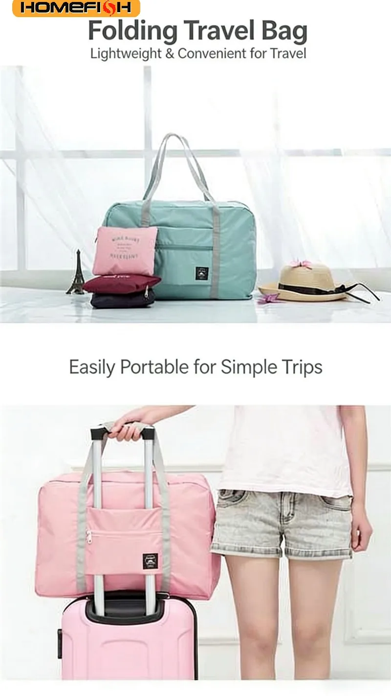 Bolsa de Armazenamento Dobrável Homefish para Viagem, Grande Capacidade, Mala de Mão para Mudanças