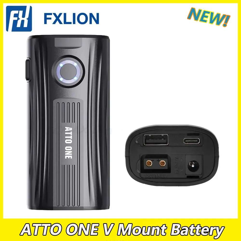 

FXlion ATTO ONE V Mount/V-Lock Battery 3400mAh(37Wh/7.4V) with D-TAP USB-C/A Micro USB Plugs for Cameras LED Lights Monitors