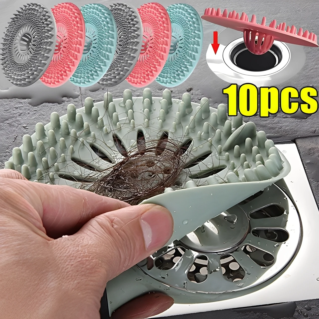 

10 шт., фильтр для волос, антиблокировочный фильтр для раковины, ванна, душ, сливная пробка для пола, TPR, кухонный дезодорант, пробка, аксессуары для ванной комнаты