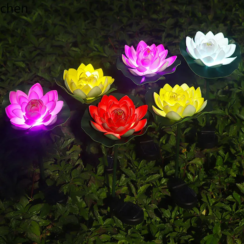Zml solar-powered outdoor artificial lotus pond plant - garden decoration