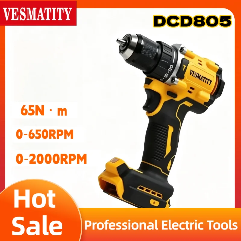 Brushless Cordless Electric Drill 18V - DCD805 Brushless Impact Drill Cordless Electric
