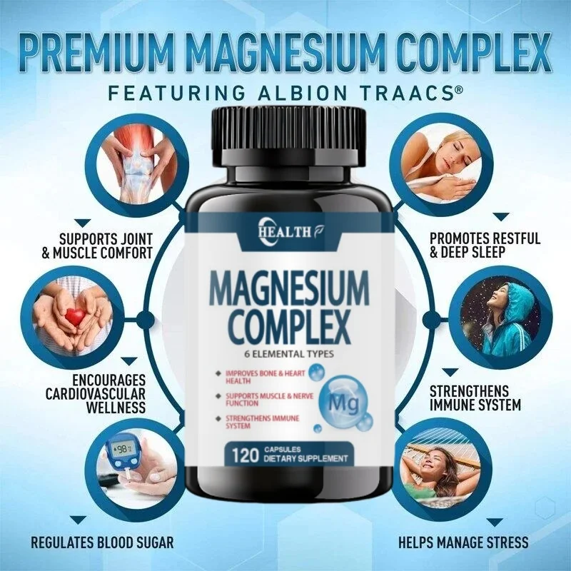 Magnesium Complex Citrate Malate Taurate Bone Supplement for Sleep Leg Cramps Muscle Relaxation Improve Heart Healthy