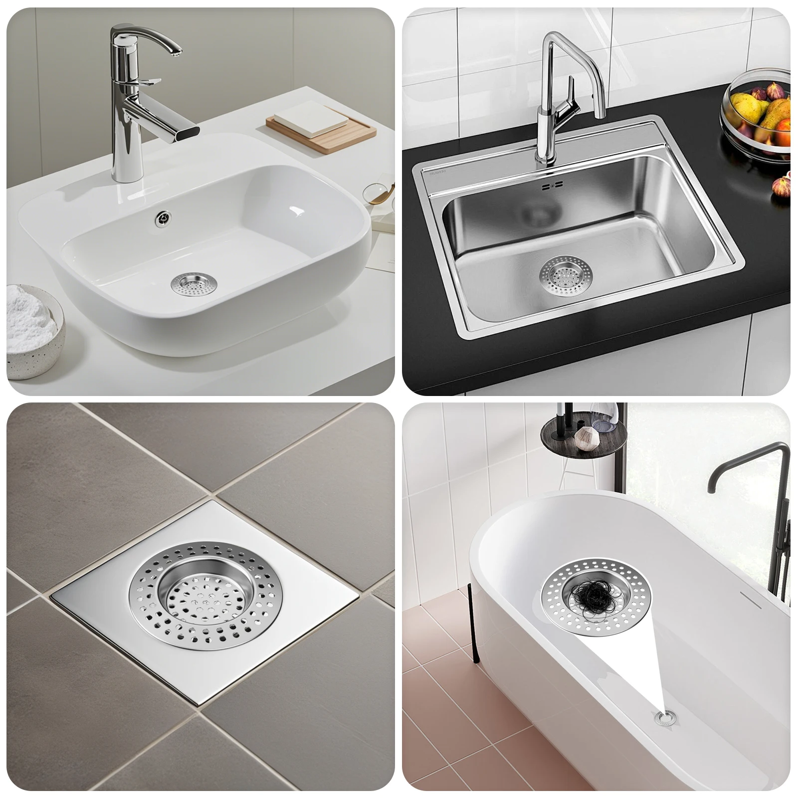 Küchenspülbecken-Abflussfilter, abnehmbarer Lebensmittel-Auffangbehälter, Spülbecken-Sieb-Stopper-Kombination, Pop-up-Spülbeckenfilter, eingebetteter Filterkorb – Detail 4