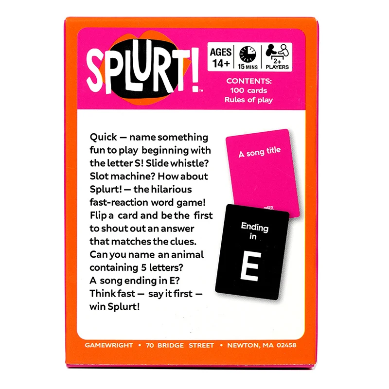 Splurt! Think Fast Say It First! Portable Party Card Game Pink Board Game Christmas Birthday Party Family Party Game Gifts
