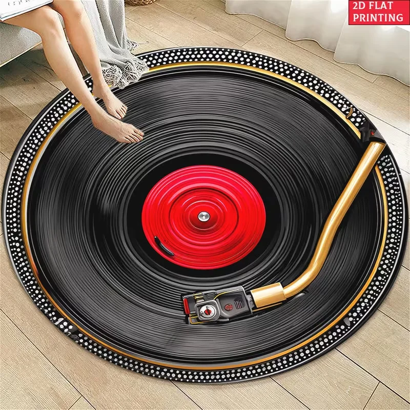 Treble Clef Vinyl Round Rug Floor Mat Living Room Sofa Floor Mat Coffee Table Entryway Indoor Home Decor Circle Carpet