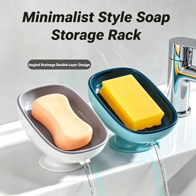 1pcs Drain Soap Holder Leaf Shape Soap Box Suction Cup Tray Drying Rack for Shower Sponge Container Kitchen Bathroom Accessories