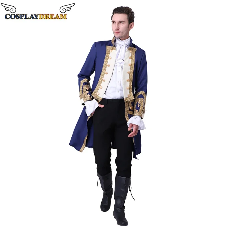 Men's 18th Century Colonial Military Uniform Tailcoat Costume Medieval Victorian Men's Regency Outfit Retro Halloween Costume