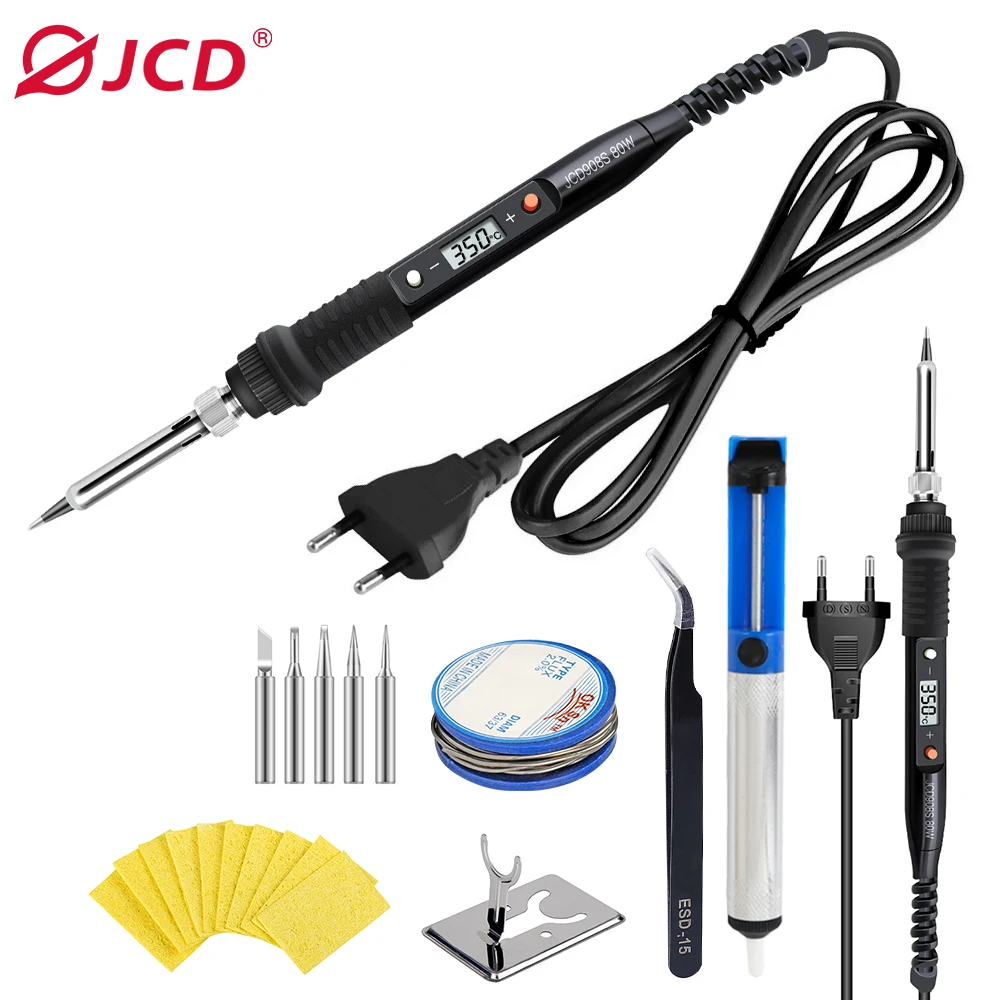 JCD 80W Electric Soldering iron 110V 220V temperature adjustable LCD Welding solder iron kit home repair soldering iron tools