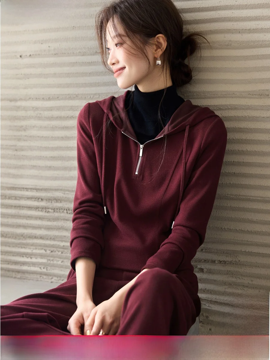 

Mo Han Mei Camere вязаный комплект из клейкой пшеницы с рисунком, осень 2022, новый спортивный костюм с капюшоном, облегающий комплект из двух предметов