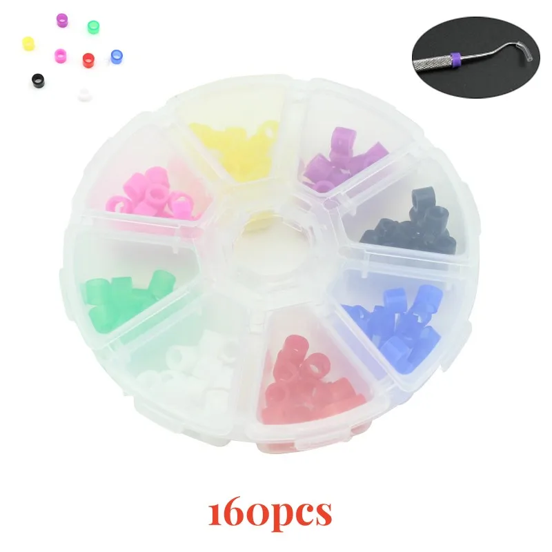 160pcs Dental Coloring Code Ring Silicone Instrument Identification Circle Autoclavable Dentist Tools Oral Care Material Mix