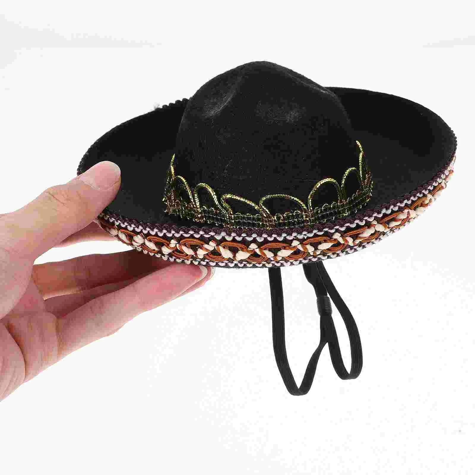 Dog Sombrero Hat Mini Party Hats Small Fiesta Hat Cinco De Mayo Headband Hats Sombrero Party Cat Costume Clothes Mexican