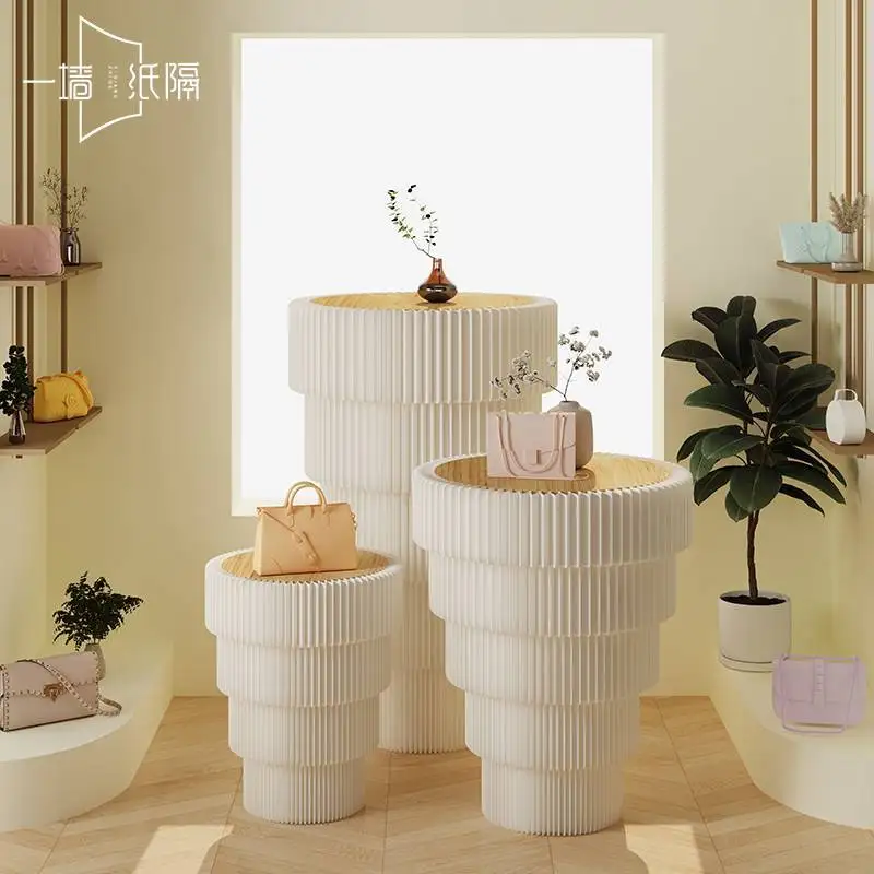 Cabina de papel Soporte de exhibición Cilindro Plataforma Nakajima Ventana Tienda de ropa Soporte de exhibición Mesa de flujo Exhibición de piso sta