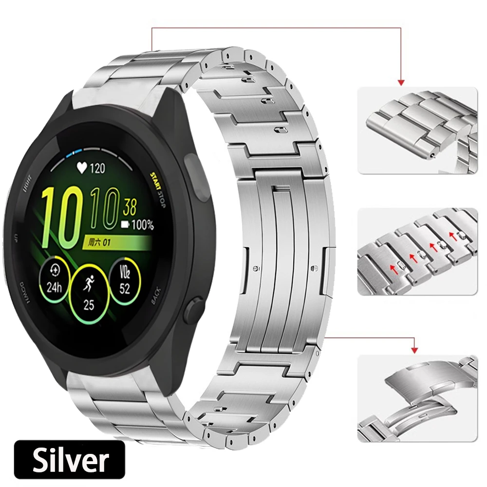 Титановый ремешок 22 мм 20 мм для Garmin Forerunner 55 645 165 245 965 955 265 255 Музыкальный металлический ремешок для часов Garmin Vivo/move Trend
