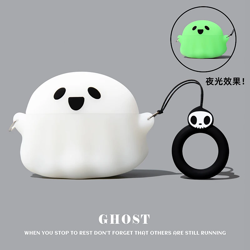 For Honor EarBuds X7 Case Cute Ghost 3D Cartoon Silicone Soft Case Honor EarBuds X7 Shockproof Shell Case Protective Cover