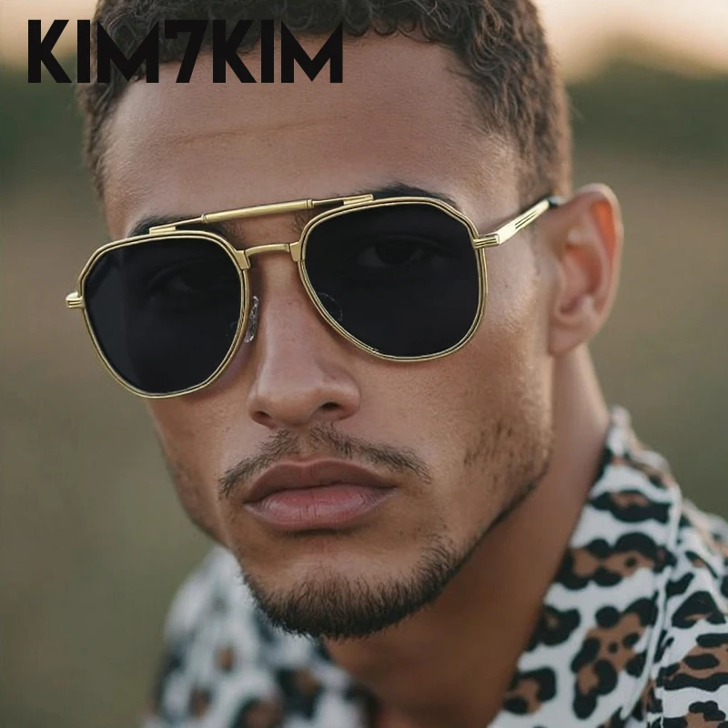 

Steampunk Pilot Oval Sunglasses Men Big 2025 Luxury Brand Metal Frame Double Beam Sun Glasses For Male Trendy Punk UV400 Eyewear
