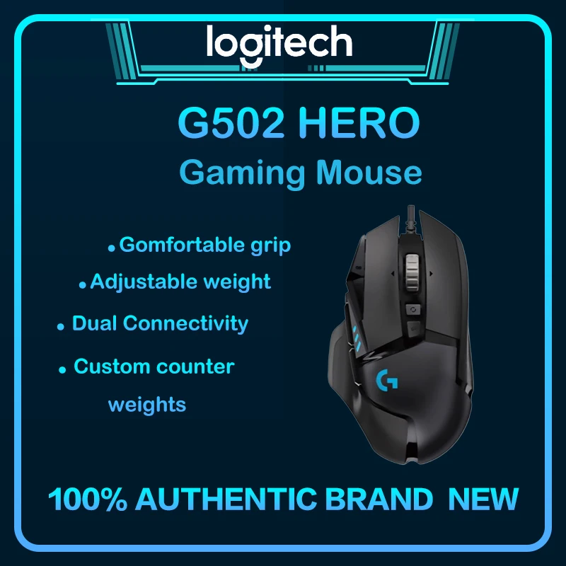 Ratón para Juegos Logitech G502 HERO con Cable, Sensor HERO 25K, 25600DPI, Botones Programables RGB, Ratón Ergonómico para PC Gamer