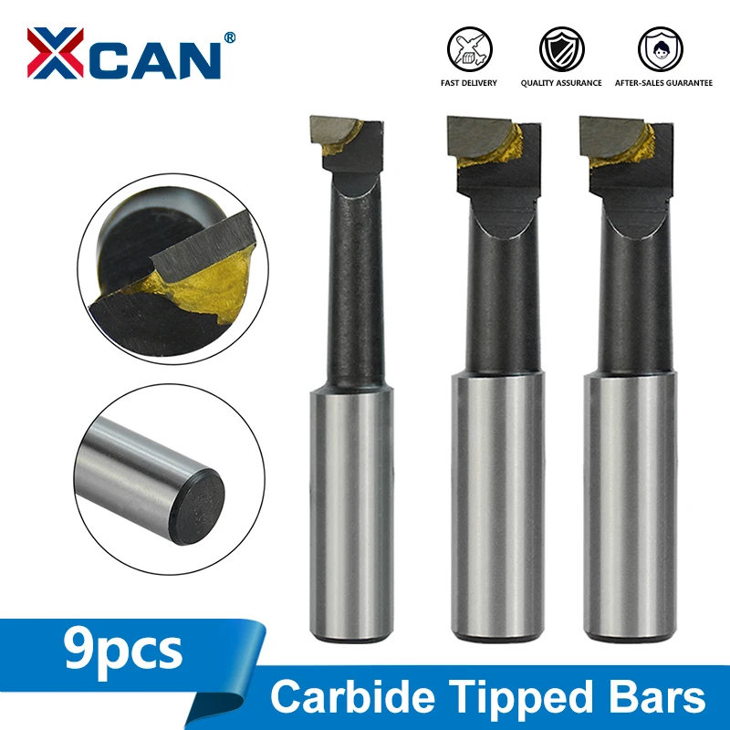 XCAN  F1 Boring Hole Boring Bar Set 9pcs Set Hard Alloy ShankMT3 MT4 R8 BT NT Boring Bar Set 12mm Shank Boring Head