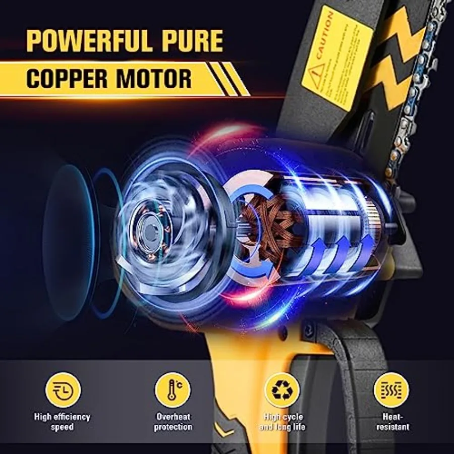 Mini Chainsaw Cordless 6-Inch 2023 Upgrade Switch Security Lock and Saker Mini Chainsaw Portable Electric Pink Mini Chain