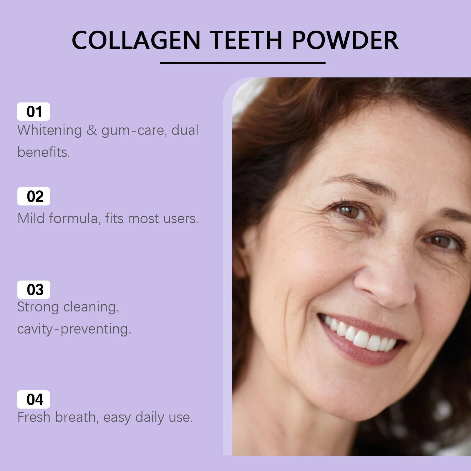 Collagen Teeth Whitening Powder Gentle Oral Care Long-Lasting Freshen Breath Remove Teeth Yellow Stains Cleans Away Food Debris