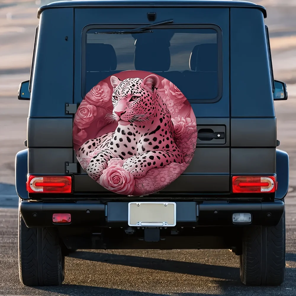 Pink Lace Rose Pink Leopard Pastel Gothic Spare Tire Cover