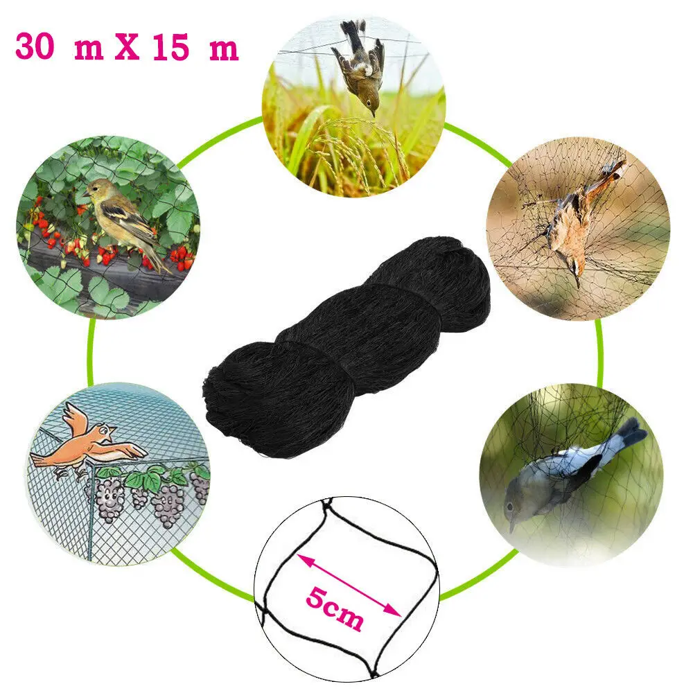 15x30m Anti Bird Protect Tree Net Fruit Crop Plant Garden Pond Netting Mesh Fly Trap Orchard Anti-bird Net Knitted Nylon