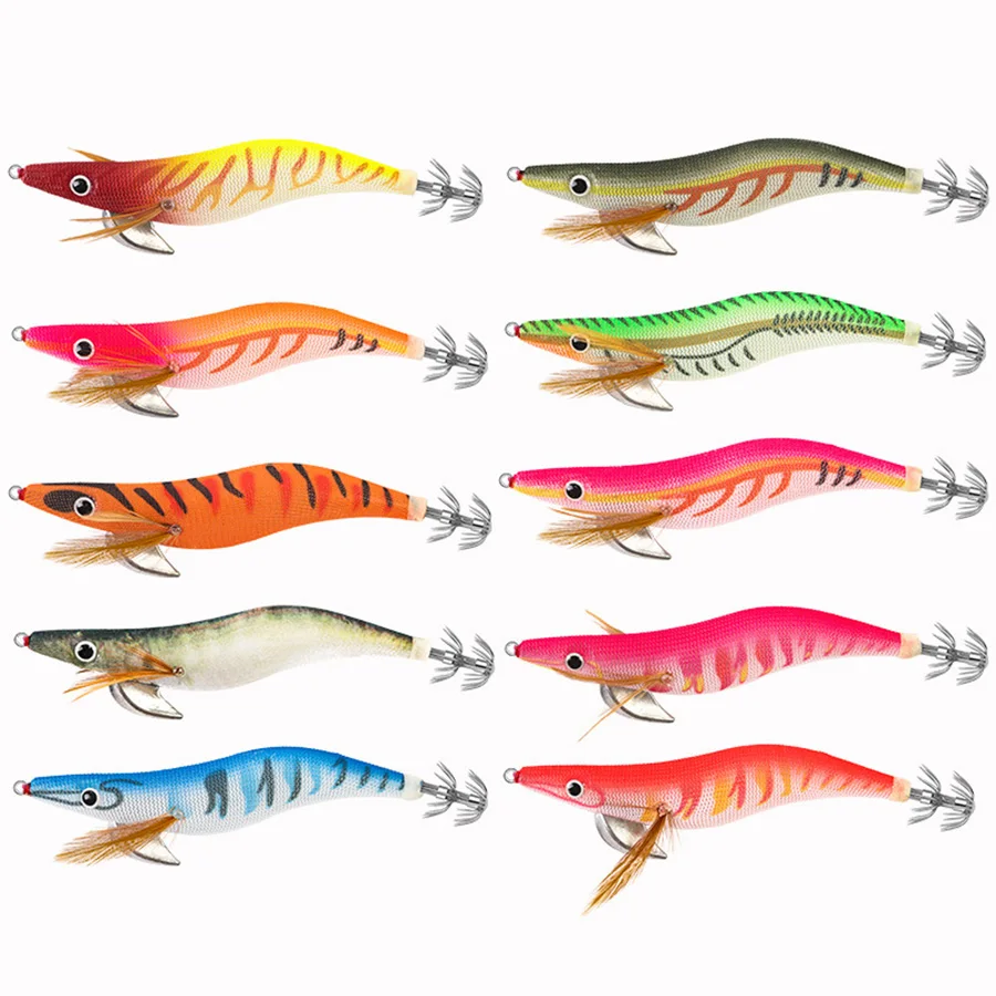 Leuchtender Holzgarnelen-Kalmar-Kunstköder mit großem Auge 3.0 3.5 #   Tintenfisch-Meeresangelhaken