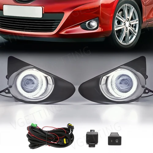 Imagen 2 del producto Lámpara antiniebla Led para Toyota L LE Hatchback 2012 Vitz 2013 2014 Yaris luz de circulación diurna DRL Angel Eyes amarillo blanco azul rojo 12V