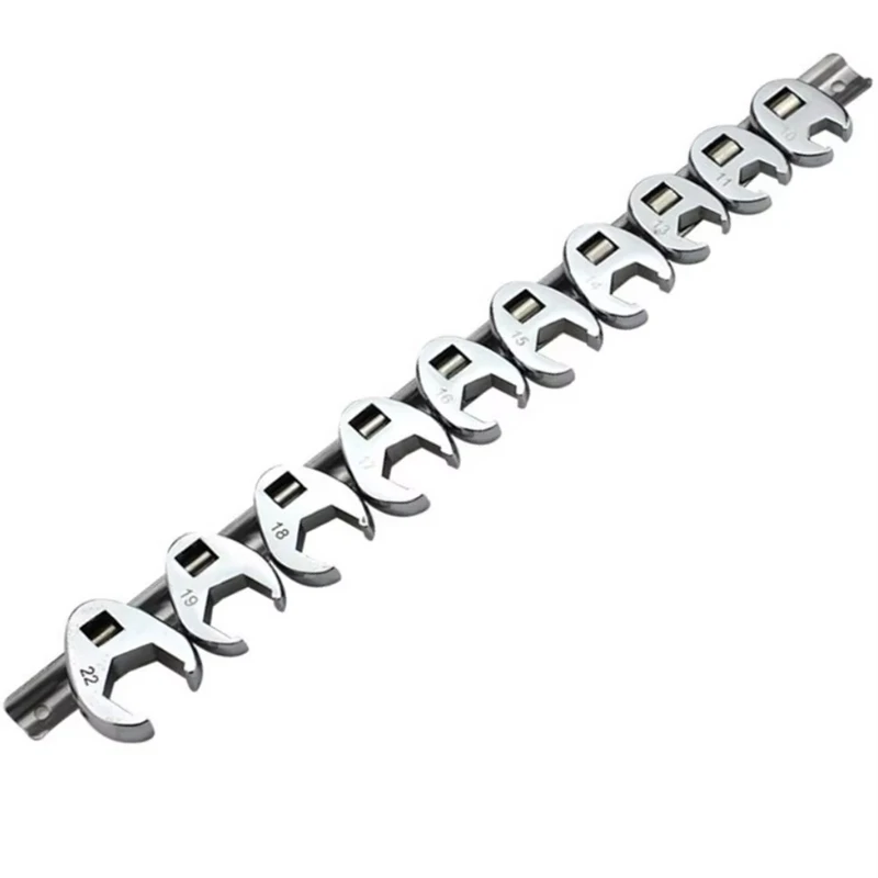 

NEW-10Pcs 3/8Inch Drive Crowfoot Wrench 10 To 22Mm Metric SAE Imperial Chrome Plated Foot Open End Spanner