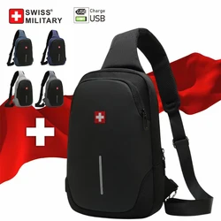 Schweizer neue Herrenmode Brusttasche einfarbige Brusttasche Outdoor Casual Fashion Schulter Umhängetasche wasserdichte Anti-Diebstahl-Tasche