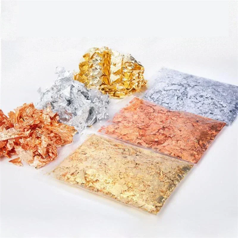 Płatki złota do zdobienia paznokci DIY, dekoracje, konfetti, folia, artykuły imprezowe, materiały rzemieślnicze