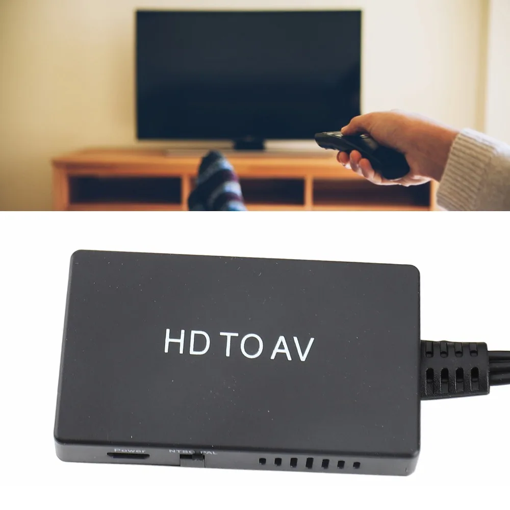 

HD to AV 3RCA HD Multimedia Interface to Audio and Video Converter Supports PAL/NTSC Set Top Box Adapter TV Adapter DVD Player