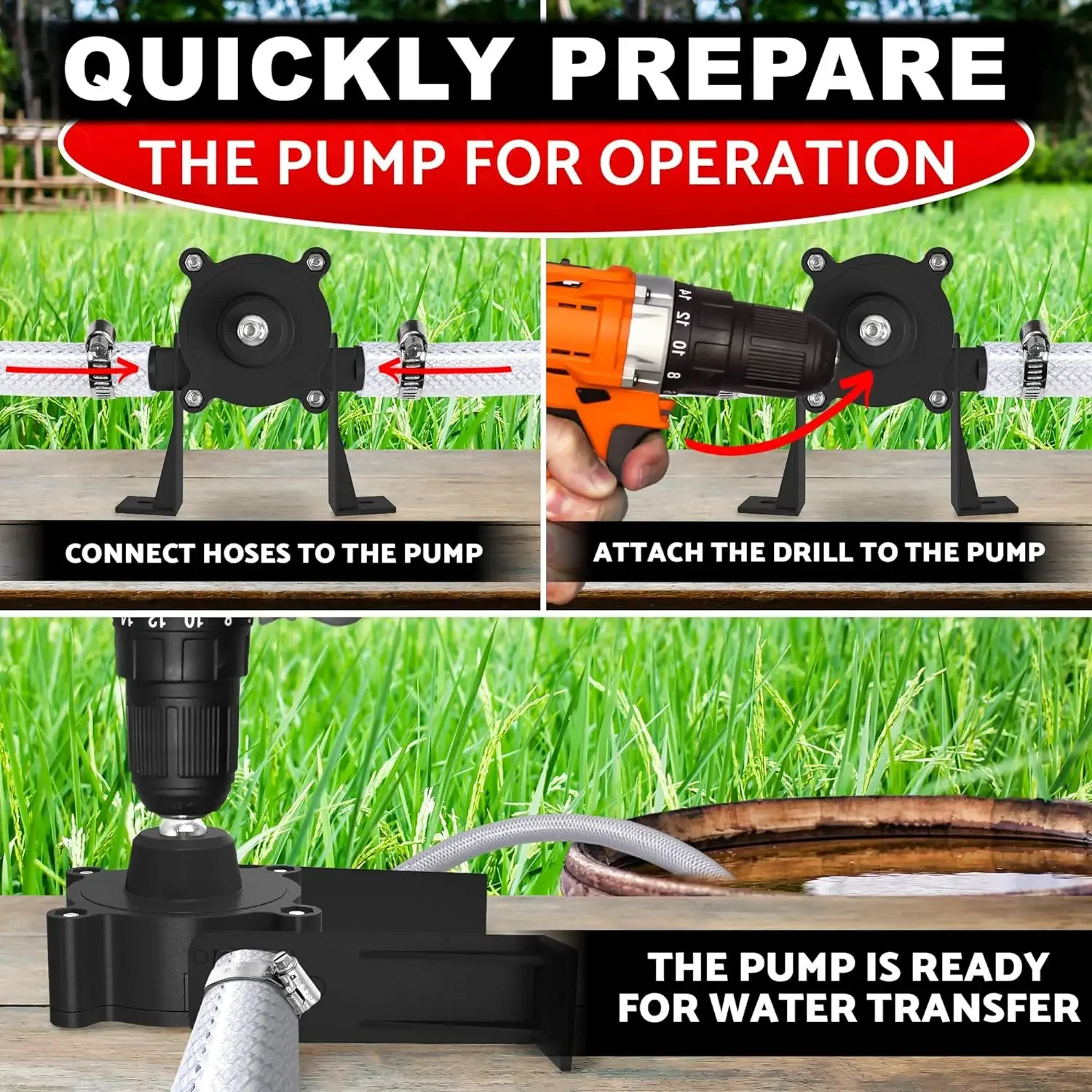 Portable Electric Drill Pump Self Priming Liquid Transfer Pumps Self Small Household Powered Water Pump Garden Outdoor Tool