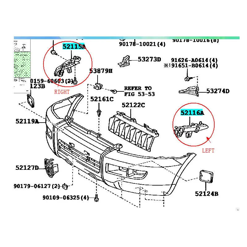 For Toyota Land Cruiser Prado LC120 FJ120 2003-2009 Front Bumper Bracket Front Bumper Side Support Buckle 5211660130 5211560070