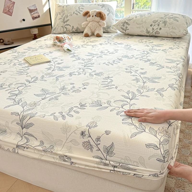 

2025 Single Item Bed Hat Class A High Grammage Cotton Double-layer Yarn Mattress Cover Korean Version Breathable Skin-friendly