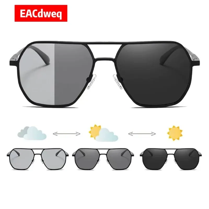 Image of 1/4 Stück Vintage Metall Photochrome Sonnenbrillen für Damen und Herren, Modische Polarisierte Sonnenbrillen, Stilvolle Chamäleon-Brillen mit Blendschutz, UV400-Schutz