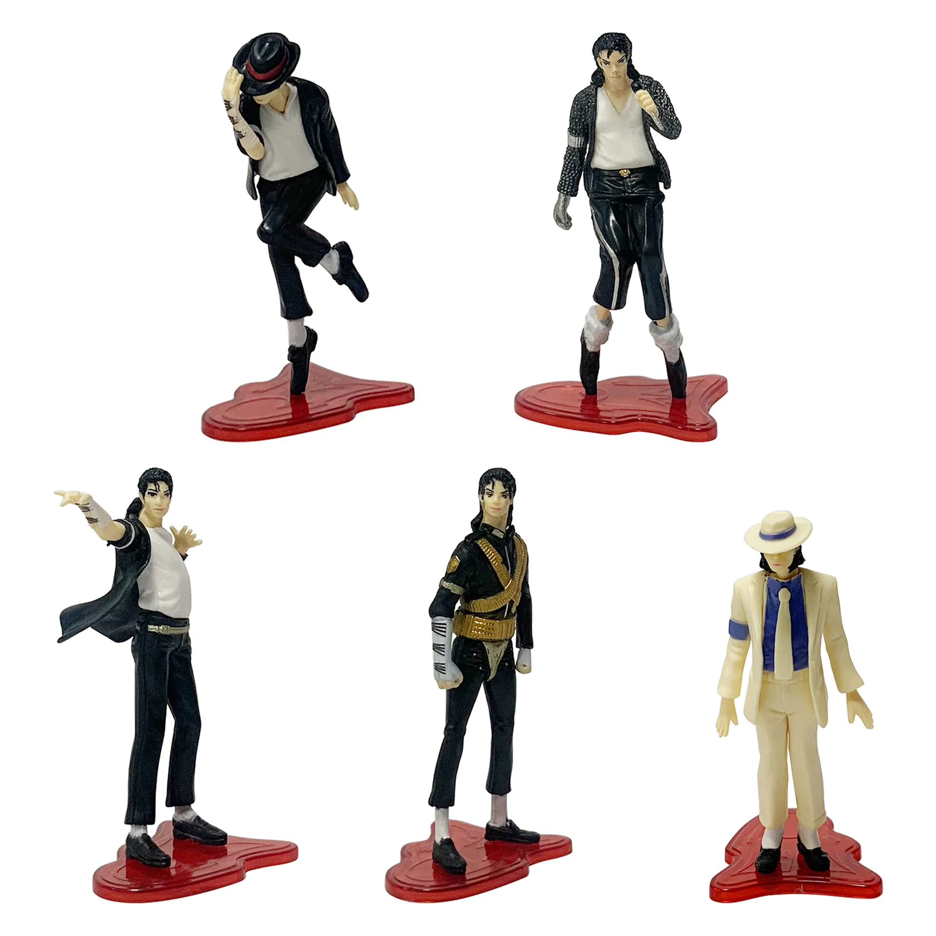 5 Pcs/Lot Michael Jackson Classic Famous Star Figure 10-11.5cm Moonwalk Backslide Dancer Dolls Ornaments