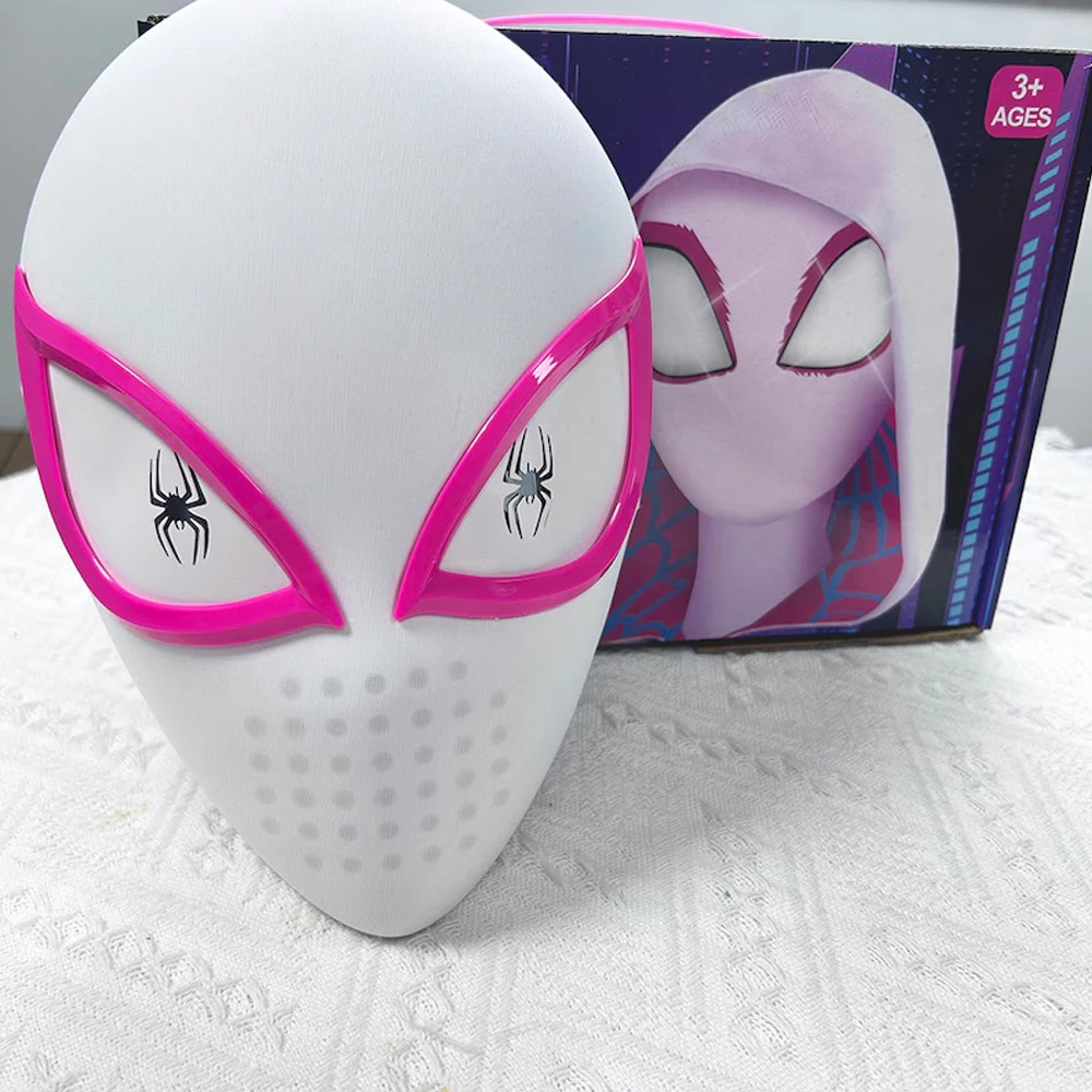 

Marvel Gwen Spider-Man Mask Touch Control LED Light Eyes Halloween Cosplay Costume COS Helmet Luminous Toy for Birthday Gift