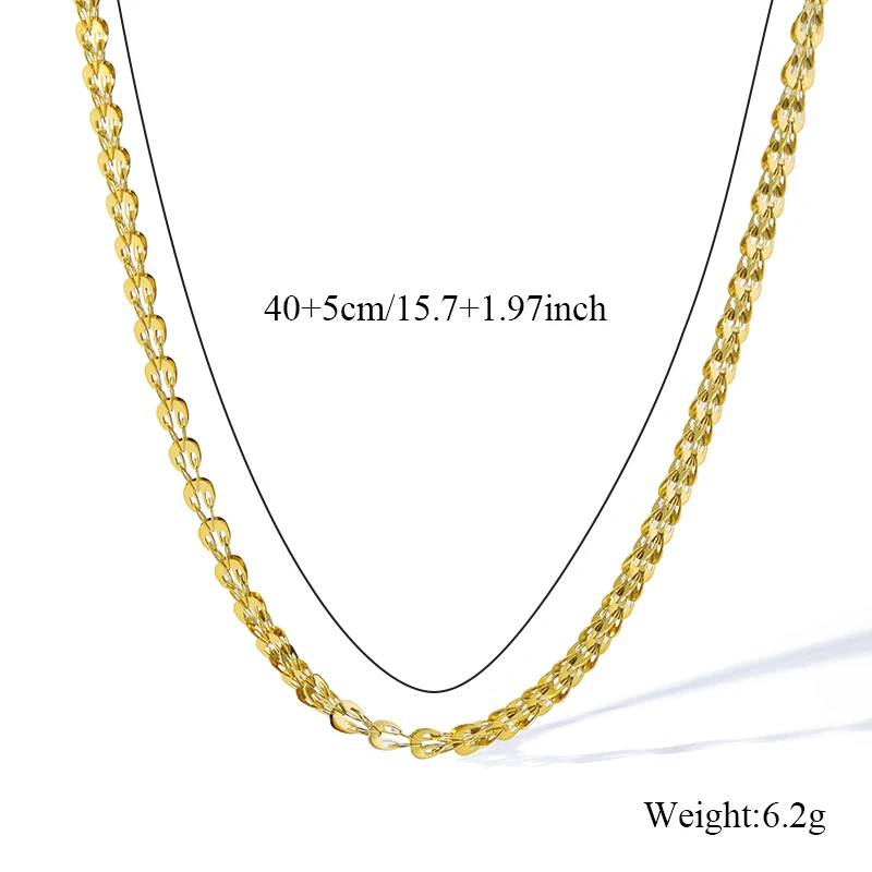 EILIECK 316L Stainless Steel Metal Gold Color Light Chain Neckalces Bracelet Set For Women New Trendy Jewelry Collar Bijoux Gift image 6