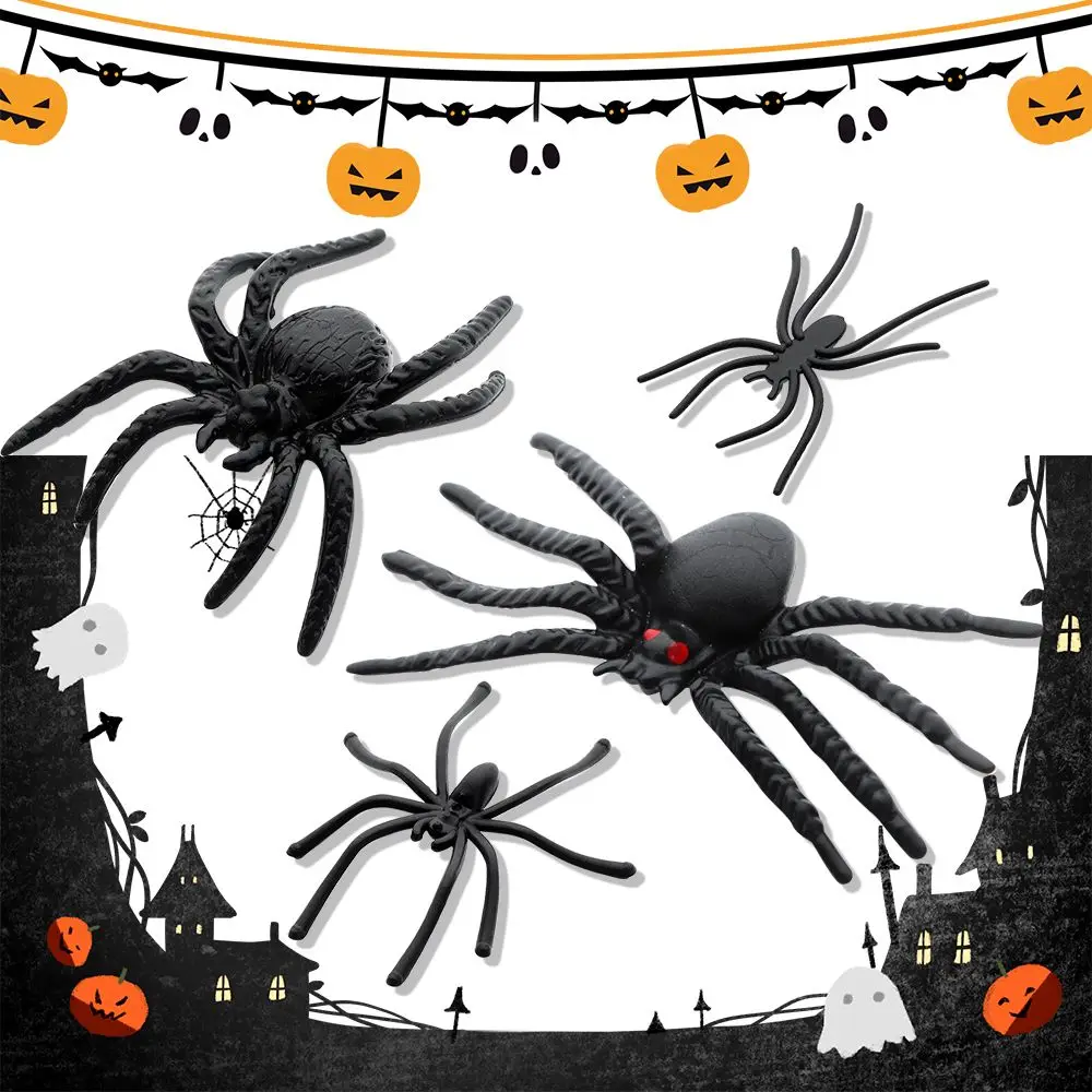 20Pcs/Pack Party Supplies Spider Web Halloween Haunted House Prop Decorative Spiders Prank Toys Plastic Fake Spider