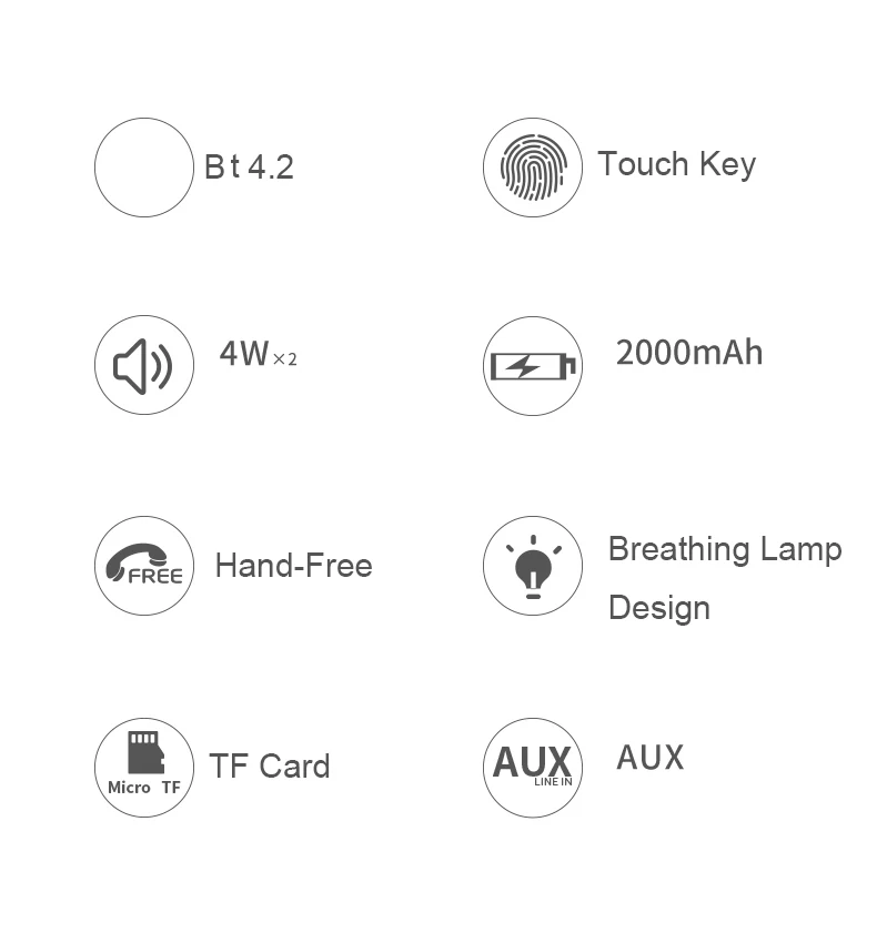 K5 BT Speaker Touch Control SoundBox Portable Wireless Stereo Surround Sound Hand Free Loudspeaker Subwoofer Mic TF AUX