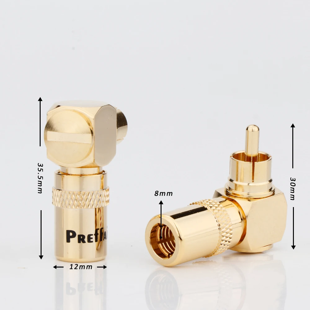 R1749 24K Gold Speakers RCA Plugs Male 90 Degree Plug 8MM Audio Jacks HiFi Music Connectors for HiFi Audio