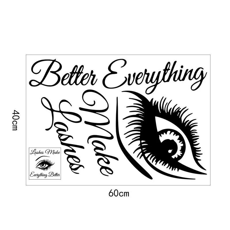 Eye Wall Sticker Eyebrows Home Lashes Mural PVC Vinyl Art Waterproof Beauty Salon Black Decal Decoration Quote