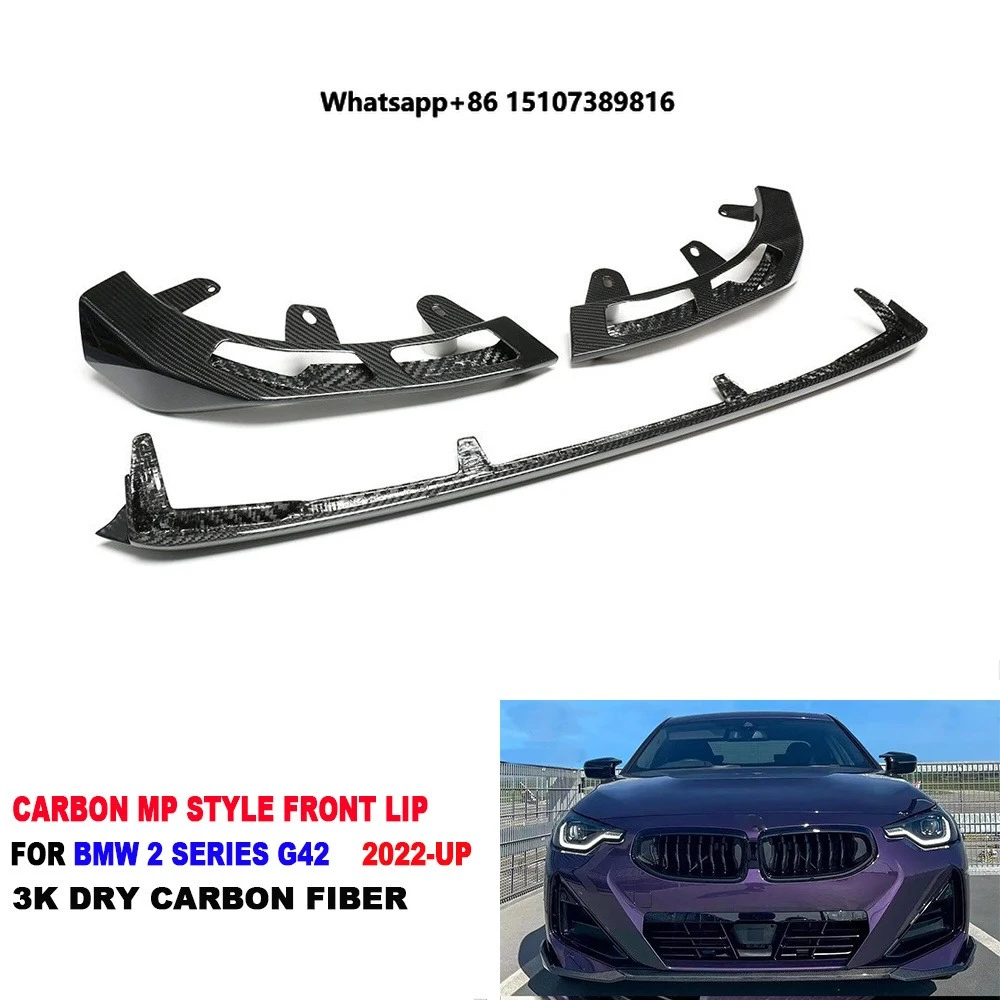 Pre-Preg Dry Carbon Fiber MP Style Front Bumper Splitter Lip for 2 SER G42 Couple M240i Coupe 220i 225i 230i 2022+