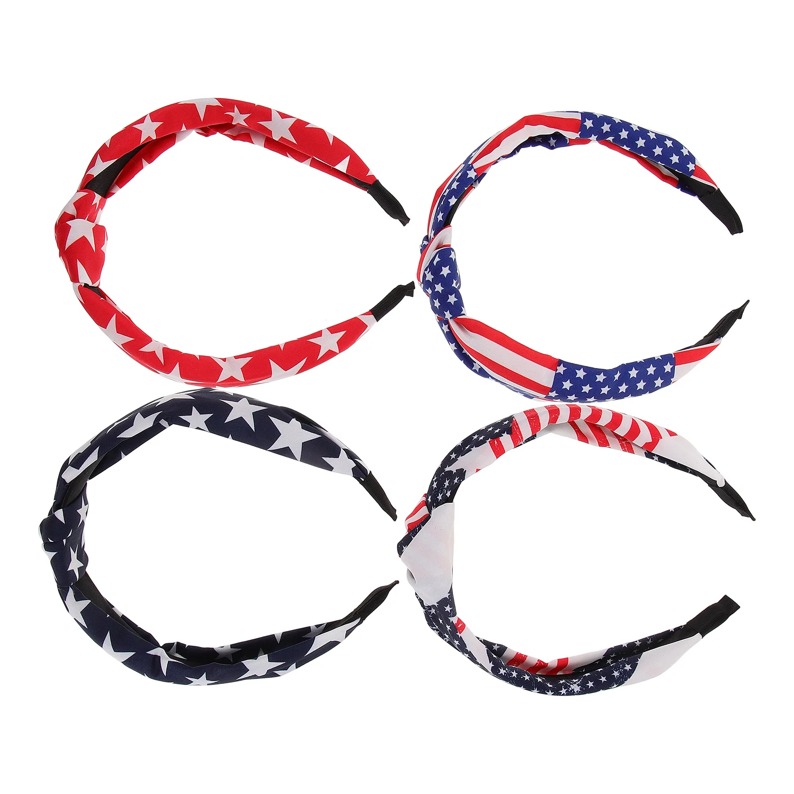 

4pcs Fabric Knotted Star Pattern Headband Women Wide Hairbands For Face Washing Exercise Party Summer Festival Decorative