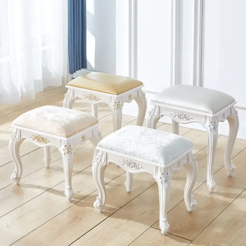 

European-American Dressing Stools Cosmetic Stool Soft Bag Small Square Stools Household Chair Princess Bedroom Manicure Ottomans