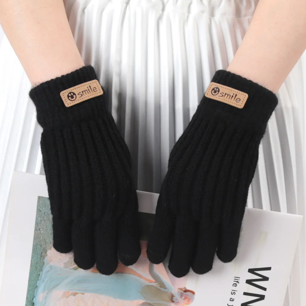 1Pair Winter Knitted Finger Touchscreen Gloves for Women and Men Wool Knit Wrist Cotton Warm Workout Fish Gloves