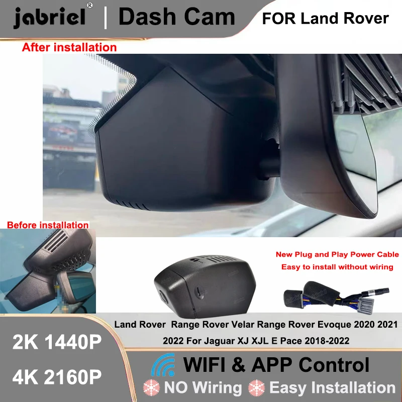 4K Wifi Dash Cam For Land Rover Range Rover Velar Range Rover Evoque 2020 2021 2022 For Jaguar XJ XJL E Pace 2018-2022 DashCam